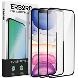 2x Закаленное стекло для iPhone XR / 11, ERBORD 3D на весь экран