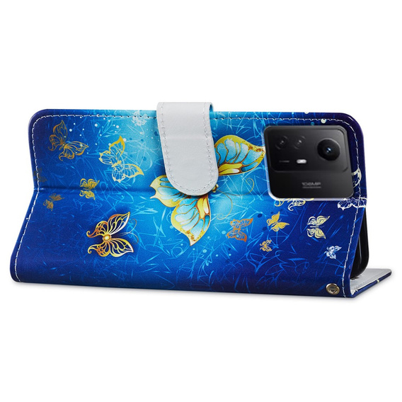 Откидной чехол для Xiaomi Redmi Note 12S, Wallet Butterfly, синий