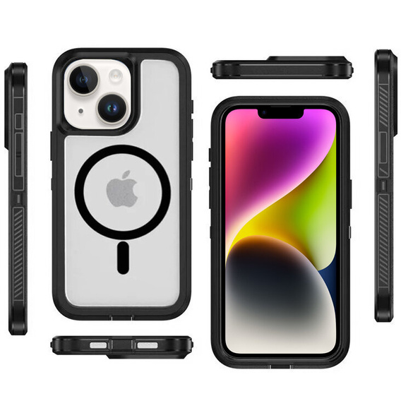 Чехол с рамкой для iPhone 13/14, для MagSafe, прозрачный / черный