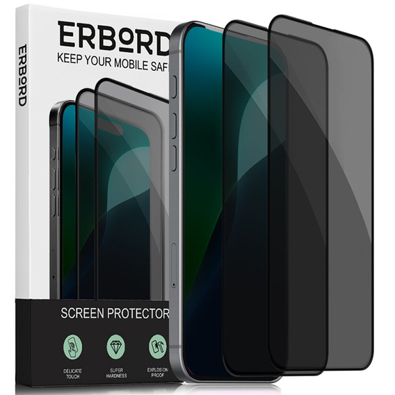 Загартоване скло ERBORD Anti-Spy для iPhone 17 Pro / 17 / 16 Pro, ERBORD Anti-Spy Загартоване