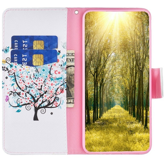 Откидной чехол для Xiaomi Redmi Note 12 4G, Wallet, colorful tree , белый