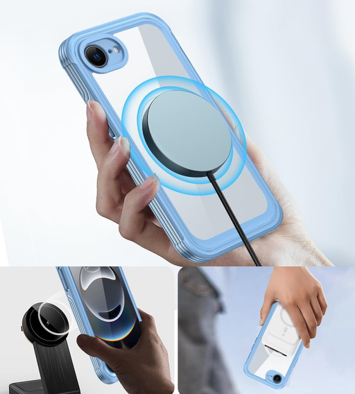 Чохол для iPhone 16E, Shockproof, зі склом, для MagSafe, м'яти