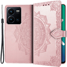Чохол-книжка для Vivo Y35 4G, Mandala, рожевий rose gold