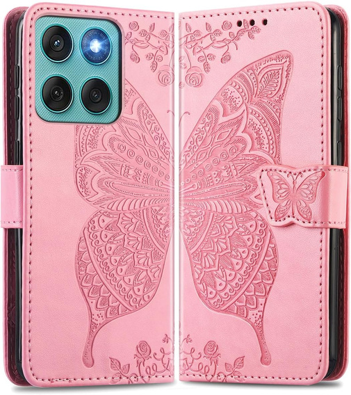 Чохол-книжка для Motorola Edge 60 / 60 Fusion, Butterfly, рожевий rose gold