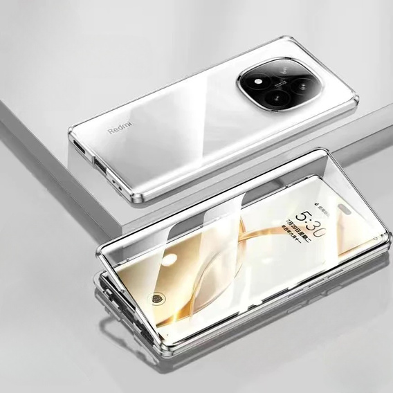 Чохол для Xiaomi Redmi Note 14 Pro, Magnetic Dual Glass, сріблястий