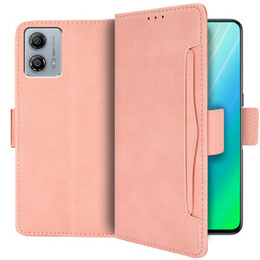 Футляр з клапаном для Motorola Moto G73 5G, Card Slot, рожевий