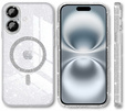 Чохол для iPhone 16, ERBORD Glitter MagSafe, прозорий + Скло для екрану