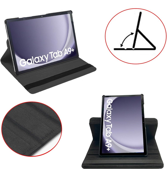 Чохол для Samsung Galaxy Tab A9+ TB330FU 10.95", що обертається на 360, чорний