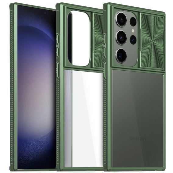 Чехол до Samsung Galaxy S23 Ultra, Slide Camera, зелёный
