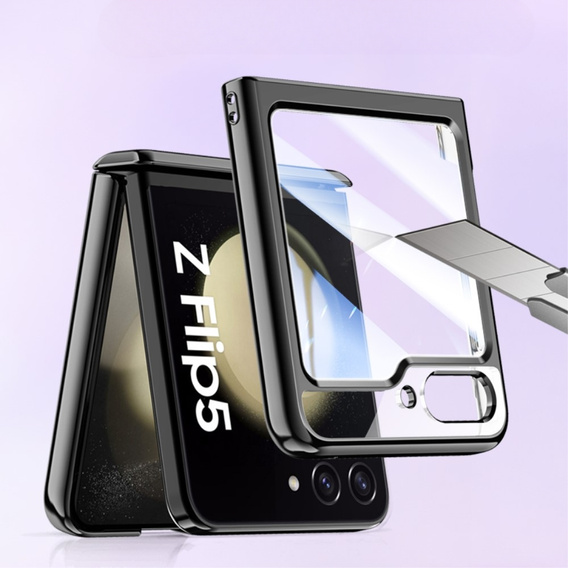 Чехол со стеклом для Samsung Galaxy Z Flip5 5G, PC Case, чёрный