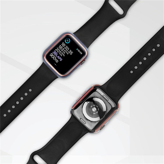 2в1 чехол и защитное стекло для часов Apple Watch 7/8 45mm - Blue / Gold