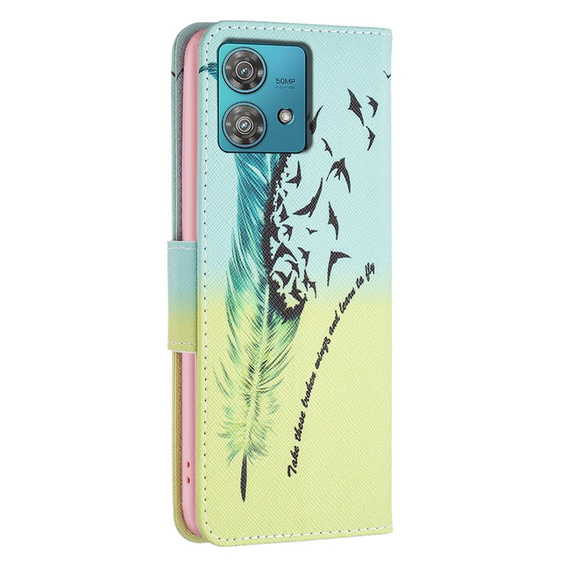 Чохол-книжка для Motorola Edge 40 Neo, Wallet, feather, м'яти