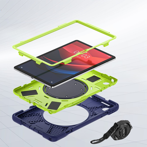 Дитячий чохол для Lenovo Tab M11, броньований з ремінцем, темно-синій / зелений