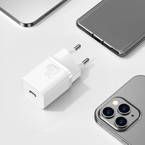 Зарядное устройство Baseus Super Si QUICK CHARGER PD20W + Кабель Lightning - White