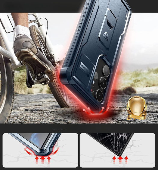 Броньований чохол для Samsung Galaxy S23 Ultra, Dexnor Full Body (Two Frames), темно-синій