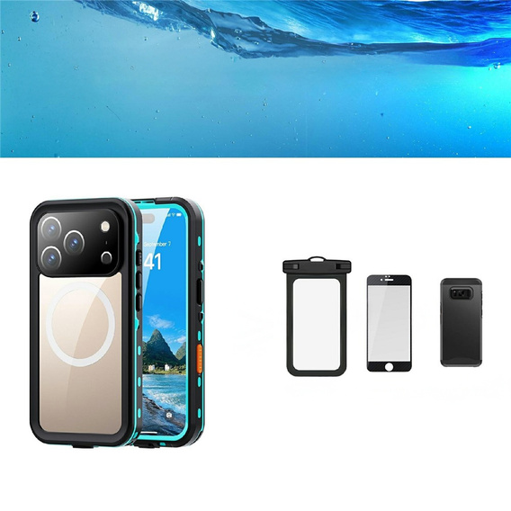Чохол для iPhone 17 Pro, водонепроникний IP68, SHELLBOX MagSafe, синій