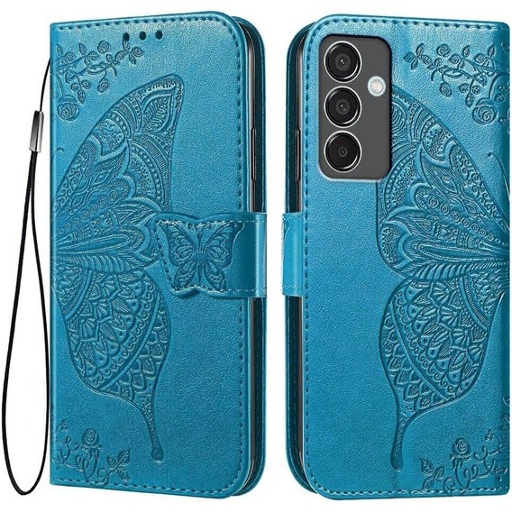 Откидной чехол для Samsung Galaxy S24 FE, Butterfly, синий