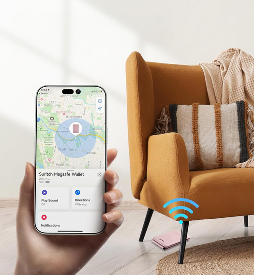 Магнитный кошелек с функцией определения местоположения, NFC и подставкой для iPhone 16 Pro