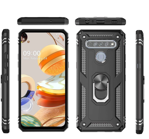 Бронированный Чехол до LG K61, Nox Case Ring, чёрный