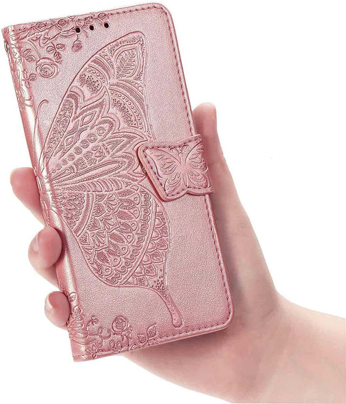 Чохол-книжка для Xiaomi Poco F7, Butterfly, рожевий rose gold