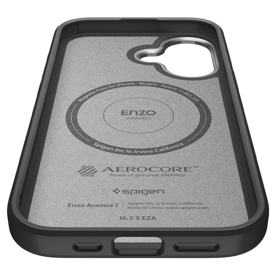 Чехол Spigen Enzo Aramid MagSafe для iPhone 17, угольно-черный / серебристый