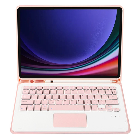 Чехол + клавиатура Samsung Galaxy Tab S9, Leather Pen Slot TouchPad, розовый rose gold