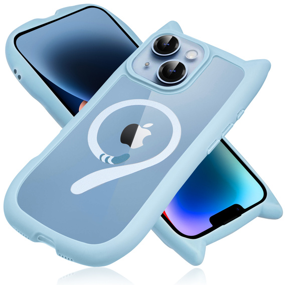 Чохол для iPhone 13 / iPhone 14, для MagSafe, Cute Cat, м'яти + захисне скло