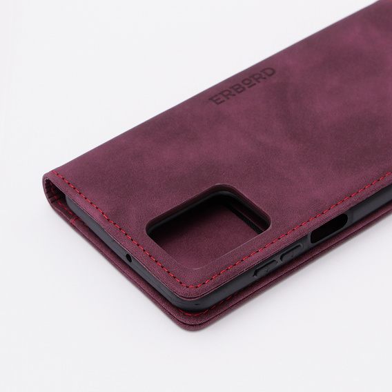 Чехол для Motorola Moto G73, ERBORD Vintage, бумажник с клапаном, красный