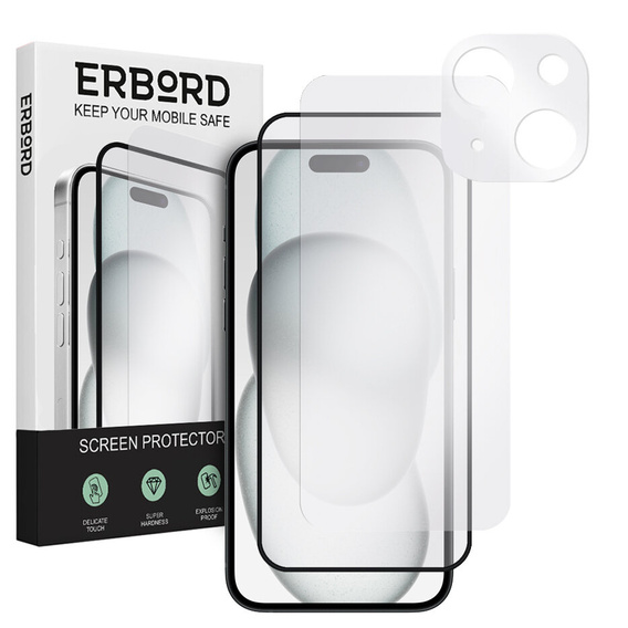 2х гартоване скло ERBORD для камери, щоб iPhone 15 Plus