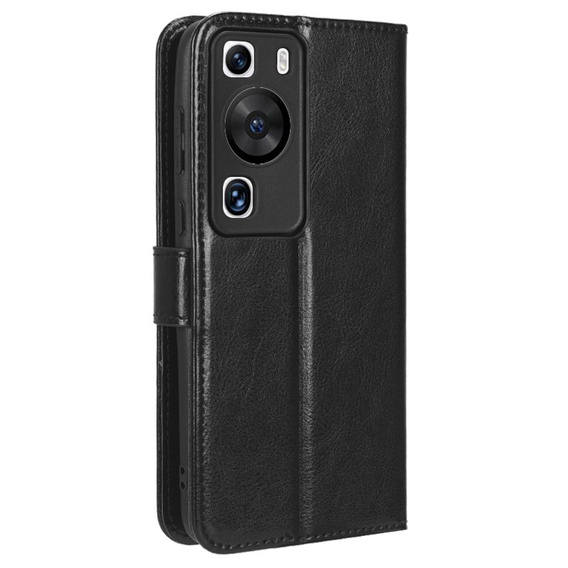 Откидной чехол для Huawei P60 / P60 Pro, Crazy Horse Wallet, чёрный