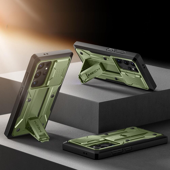 Чехол для Samsung Galaxy S24 Ultra, серия Tongate MECH с подставкой, зелёный