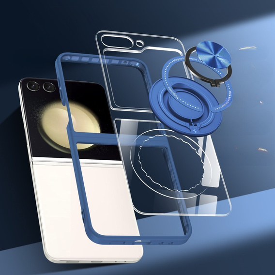 Чохол для Samsung Galaxy Z Flip7 FE / Z Flip6, Corners Dropproof, для MagSafe, прозорий / темно-синій
