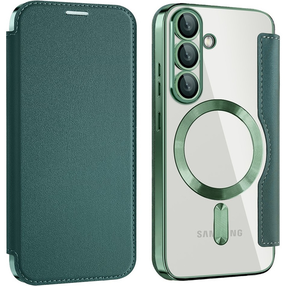 Чохол-книжка для Samsung Galaxy S25, RFID Wallet MagSafe CamShield, зелений