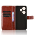 Футляр з клапаном для Xiaomi Poco F6, Crazy Horse Wallet, коричневий