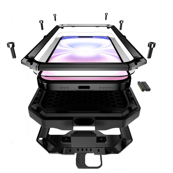 Броньований чохол R-JUST з захистом екрану та підставкою для iPhone 17