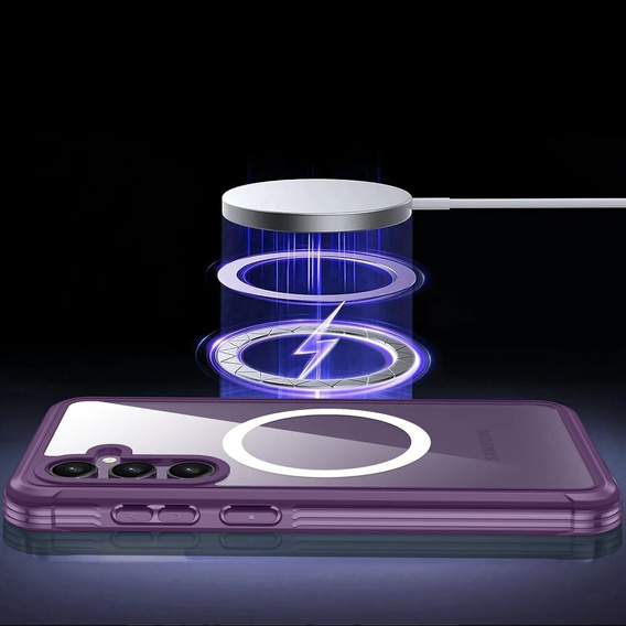 Чoхол до Samsung Galaxy S23 FE, Shockproof, з плівкою на екран, для MagSafe, фіолетовий