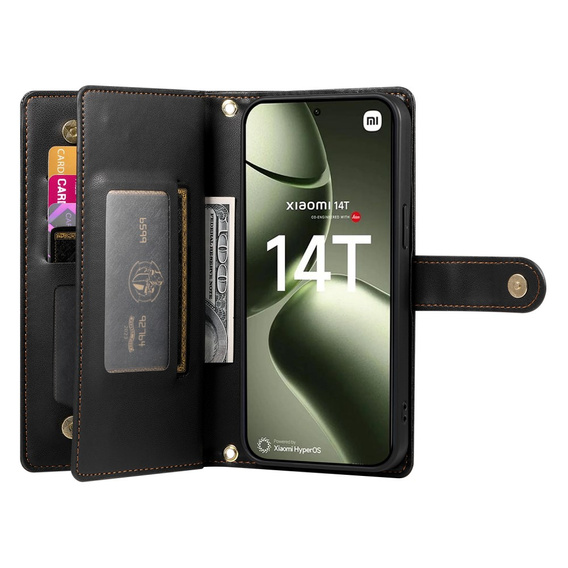 Чохол-книжка для Xiaomi 14T, Wallet Zipper Pocket, чорний