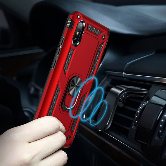 Бронированный Чехол до Xiaomi Redmi Note 8 Pro, Nox Case Ring, красный