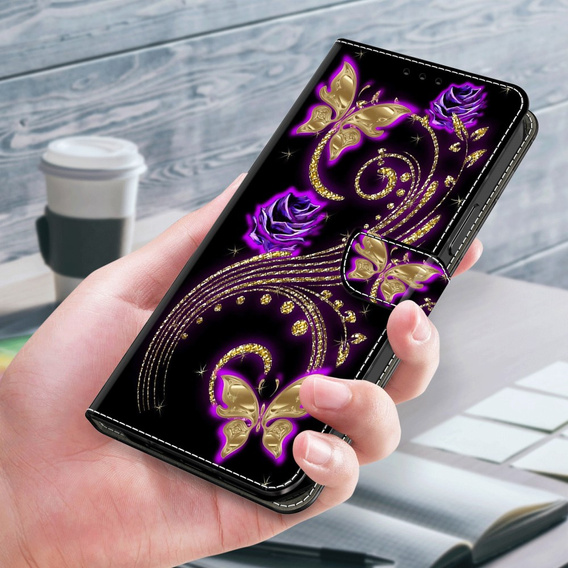 Откидной чехол для Xiaomi Redmi Note 12 4G, Wallet, flowers & butterfly, белый