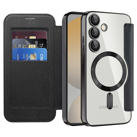 Откидной чехол для Samsung Galaxy S24 FE, RFID Wallet MagSafe CamShield, чёрный