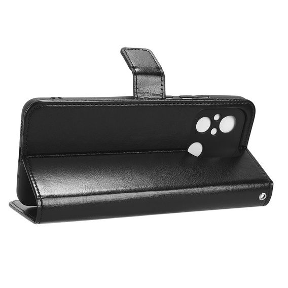 Футляр з клапаном для Xiaomi Redmi 12C, Crazy Horse Wallet, чорний