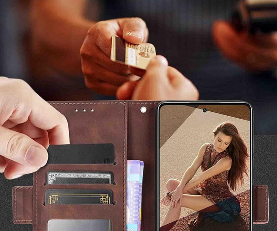 Футляр з клапаном для Motorola Edge 50 Pro, Card Slot, коричневий
