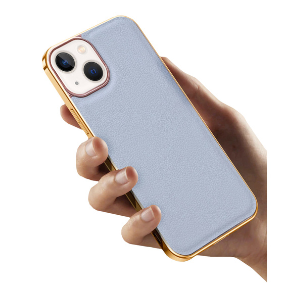 Чехол до iPhone 14, Cowhide Leather, серый