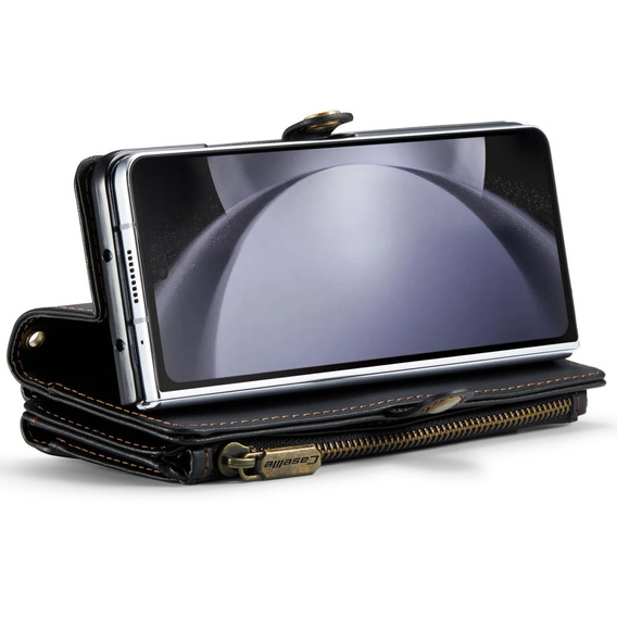 Чехол CASEME для Samsung Galaxy Z Fold6 5G, RFID Leather Wallet, с плечевым ремнем, чёрный