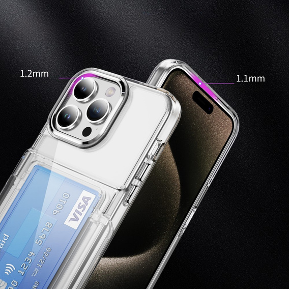Чохол для iPhone 16 Pro, Card Holder Kickstand, прозорий