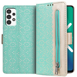 Чохол-кришка для Samsung Galaxy A53 5G, Wallet Pocket Zipper Lace, зелений