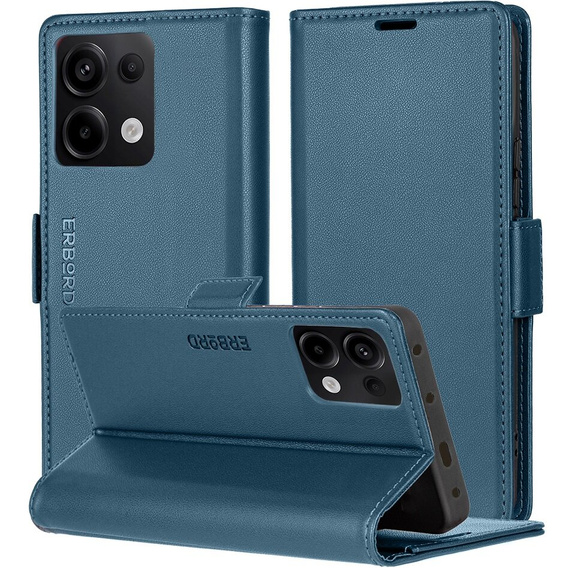 Чохол для Xiaomi Redmi Note 13 Pro 4G / Xiaomi Redmi Note 14S / Xiaomi Poco M6 Pro 4G, ERBORD Glossy Litchi, гаманець з клапаном, м'яти