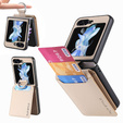Чохол для Samsung Galaxy Z Flip7 FE / Z Flip6, Card Slot Ring Case, бежевий