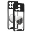 Чехол для Xiaomi Poco F6 Pro, с магнитной пластиной, прозрачный / черный