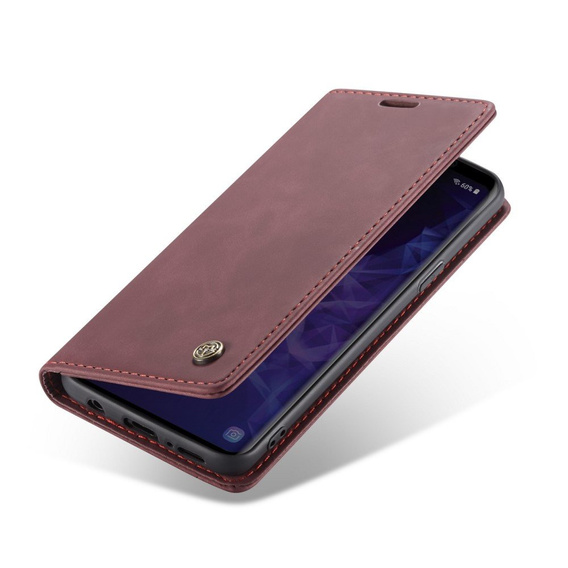 Чехол CASEME для Samsung Galaxy S9, Leather Wallet Case, бордовый